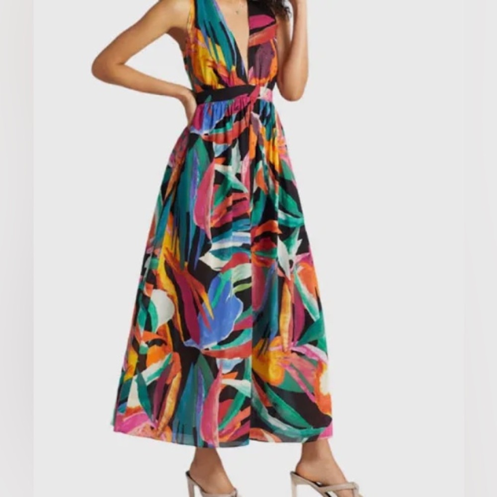 Gabrielle Union floral maxi dress size L. Worn twice. Professionally cleaned.